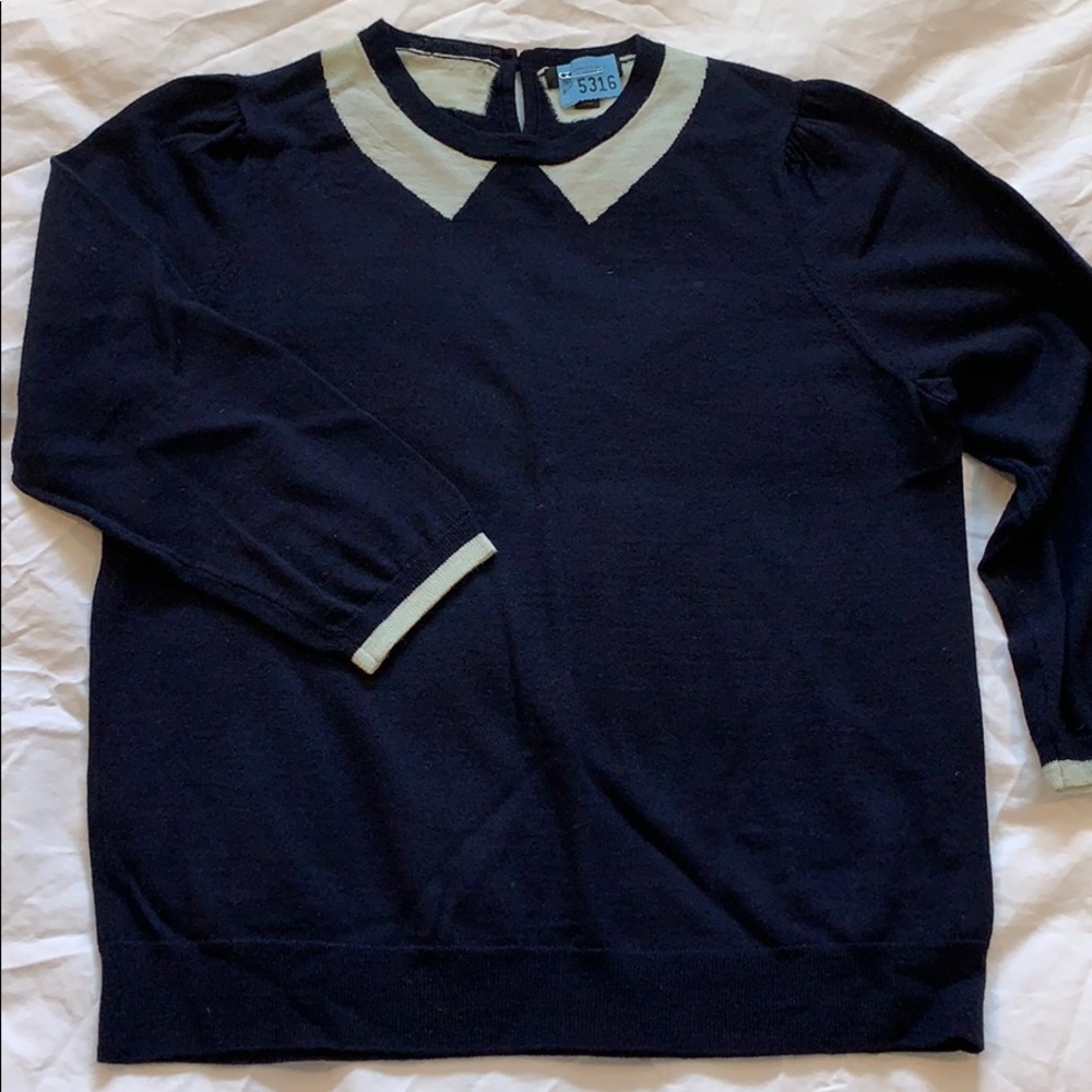 J Crew sweater with contrast intarsia collar - FREE SHIPPING!